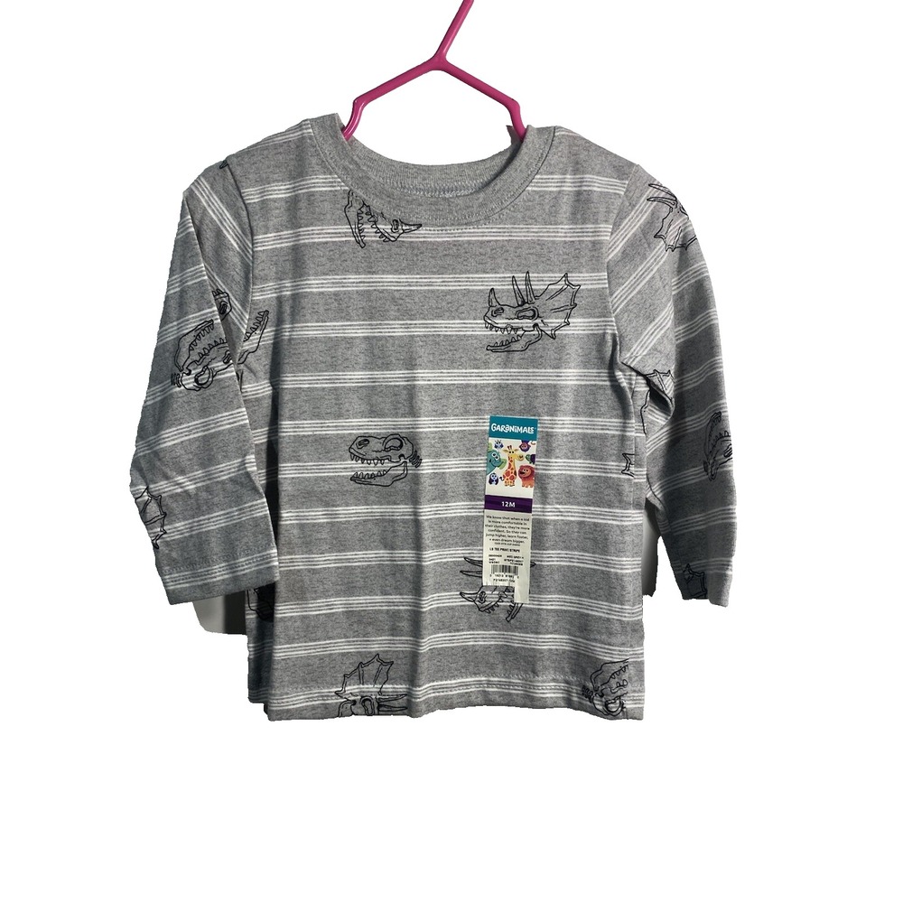 garanimals baby boys long sleeve gray dinosaur shirt size 12 months